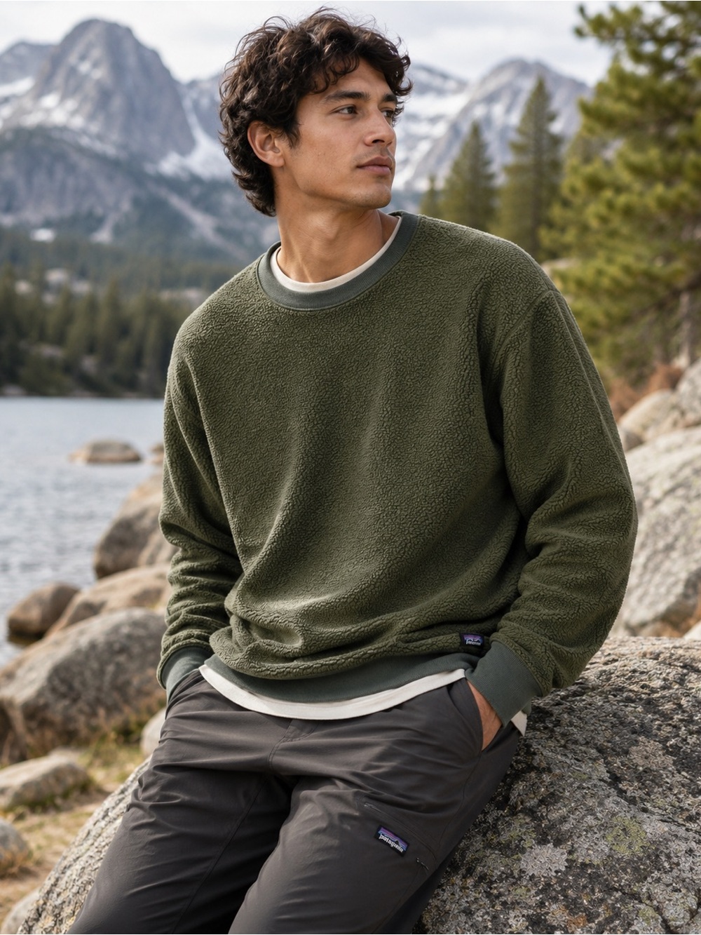 Patagonia Olive Reversible Fleece Pullover | Cozy | XL Fit | Outdoor Staple